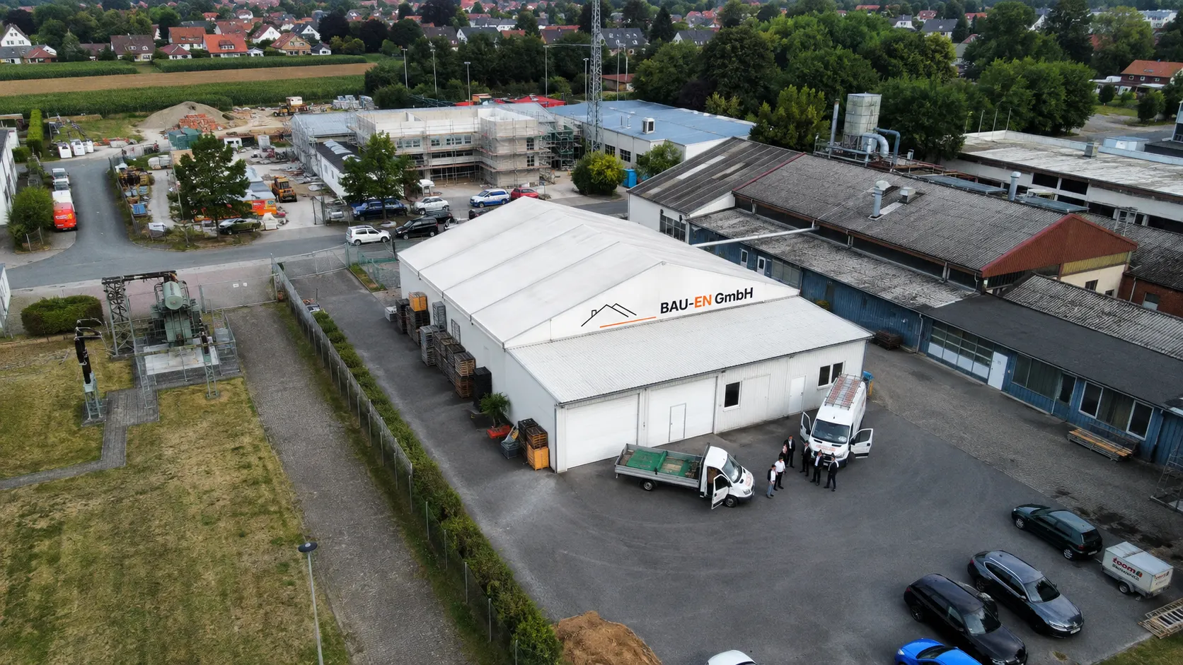 Luftaufnahme des Betriebsgeländes der BAU-EN GmbH am Kreienbrink 9 in Bad Iburg